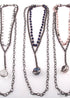 Boho Necklace, RH Antique Brass White Stone Glass
